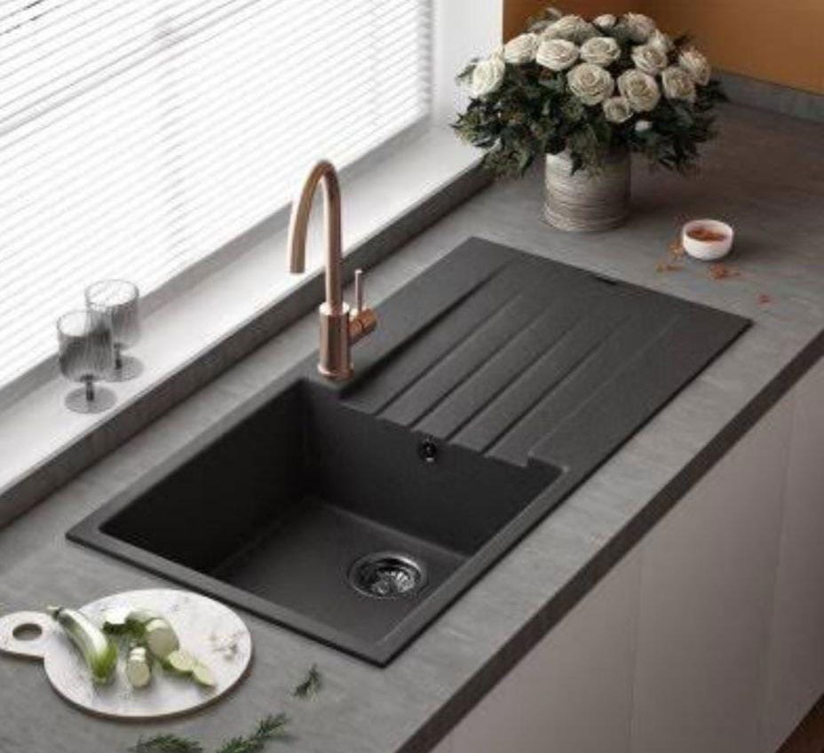 tek göz siyah 86x50 granit eviye