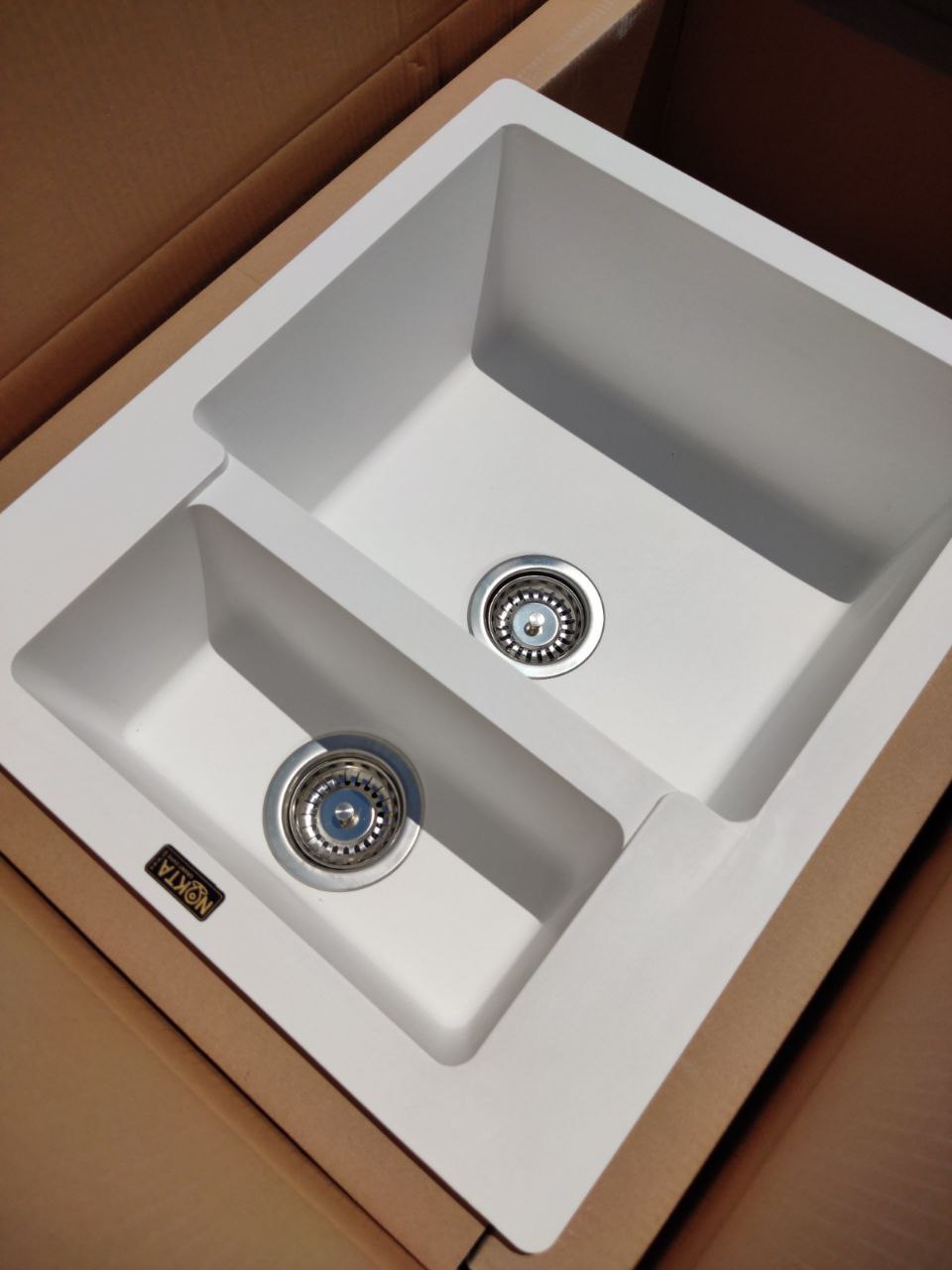 Nokta 1,5 Göz Düz Beyaz 60×50 Cm Granit Evye