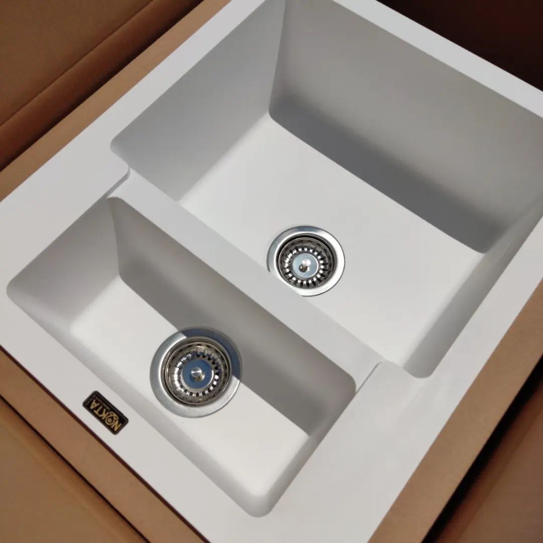 Nokta 1,5 Göz Düz Beyaz 60×50 Cm Granit Evye